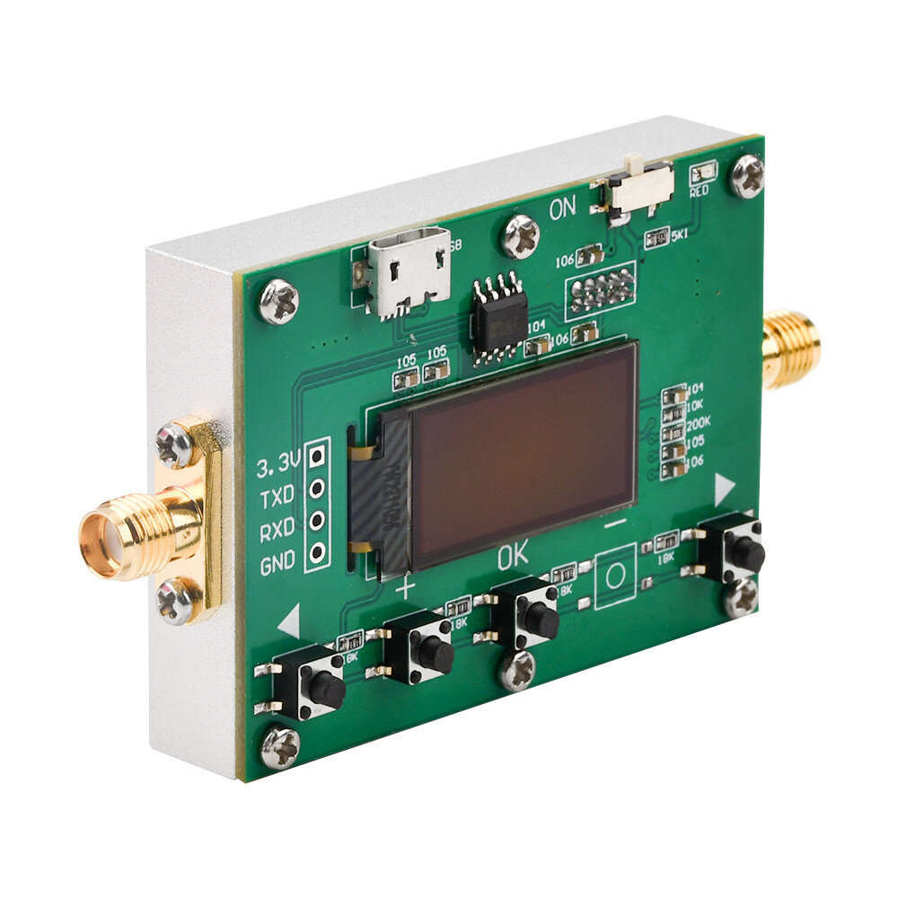 Green - Adjustable RF Attenuator Module LF to 6GHz, 0 to 31.75dB OLED Display SMA Connector CNC Alum
