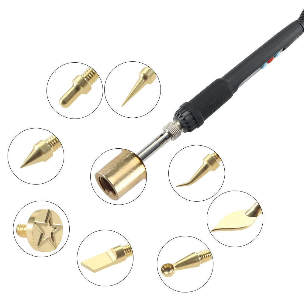 220V EU Plug - Toaiot Heat Insert Nut Iron Tip Hot Melt Heat Set Insert Tool Soldering Iron Tip 3D P