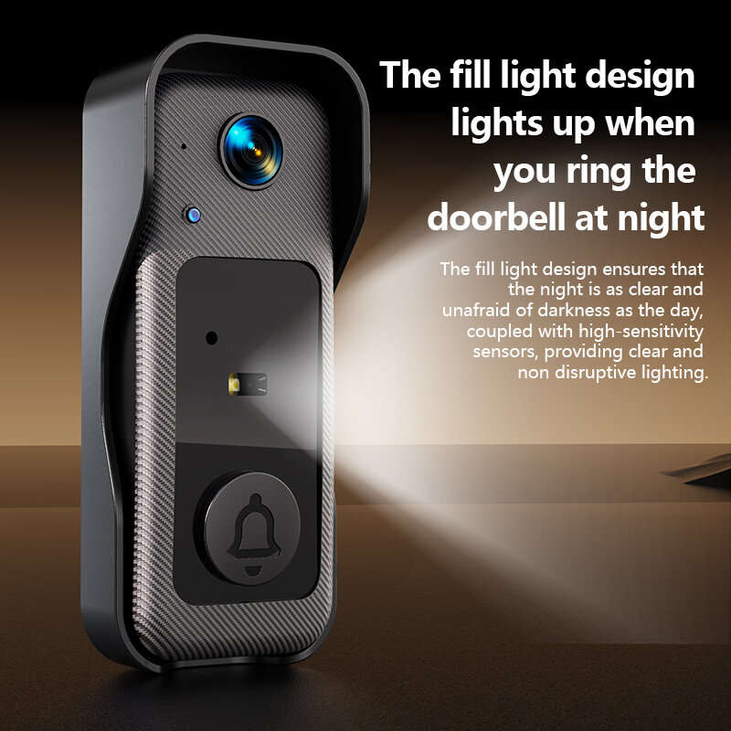 Black - X6 Intelligent Visual Doorbell with 4.3 Inch Screen Two Way Intercom Wireless Video Doorbell