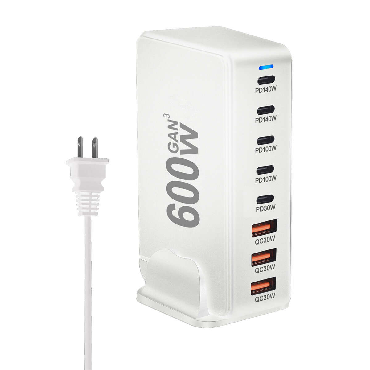White & US Plug - [GaN Tech]Bakeey YMX-600W 600W 8-Port USB PD Charger 5USB-C+3USB-A QC PD3.1 Fast C