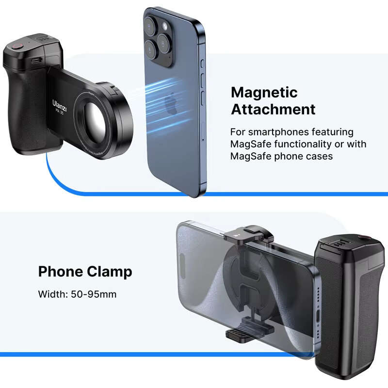 Selfie Stick+White Fill Light - Ulanzi MA35 MagSafes Smartphone Camera Shutter Grip bluetooth Selfie