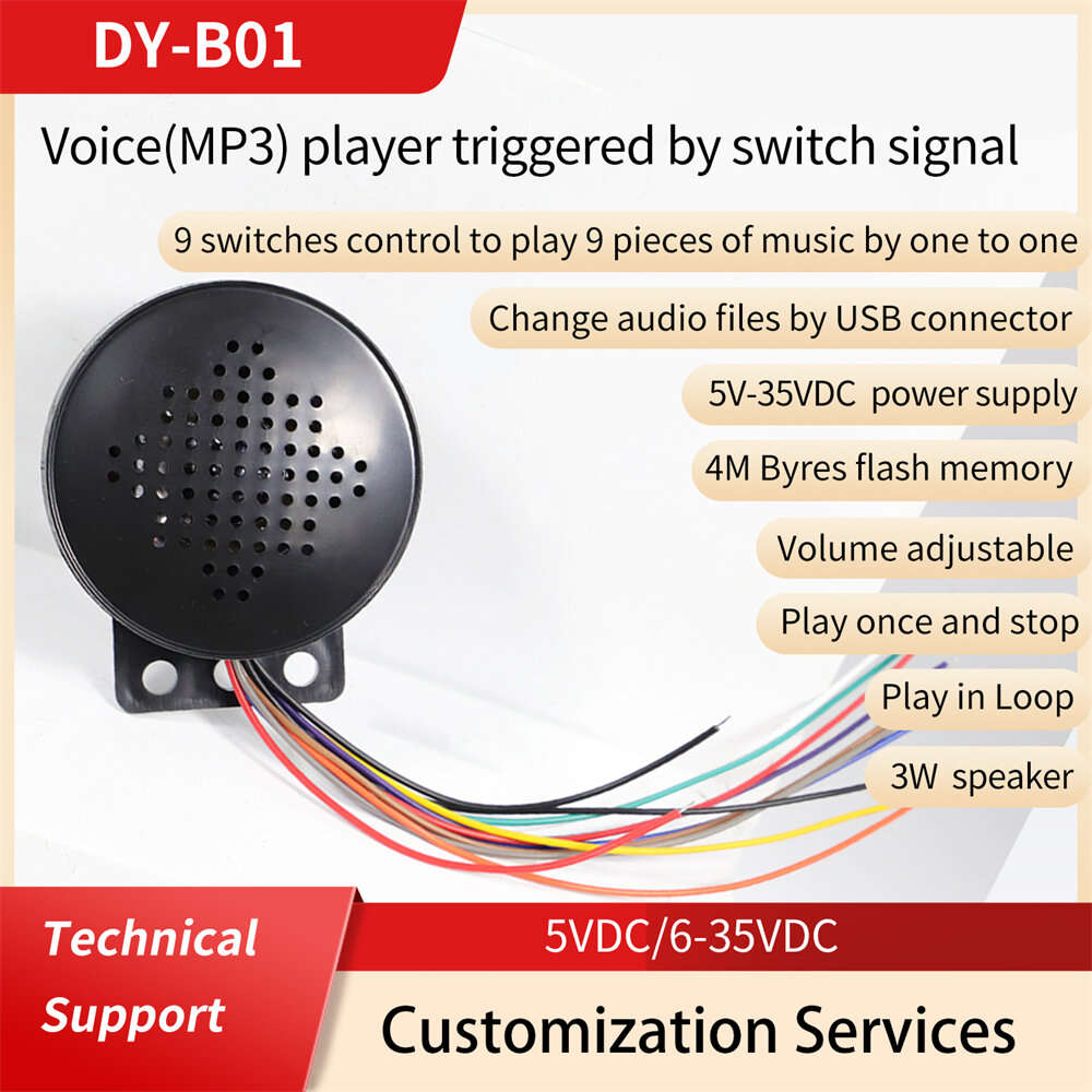 DC6-35V - Sinilink DY-B01 Voice Prompt Player DC5V-35V MP3 WAV Support 3W Speaker Audio System Custo