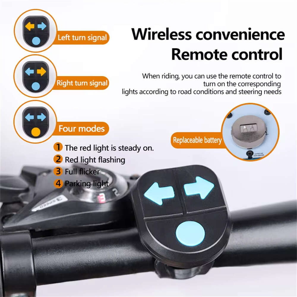 Black - BIKIGHT 2 in 1 Wireless Remote Warning Turn Bike Taillight 5 Iighting Modes 70dB Loud Bell 1