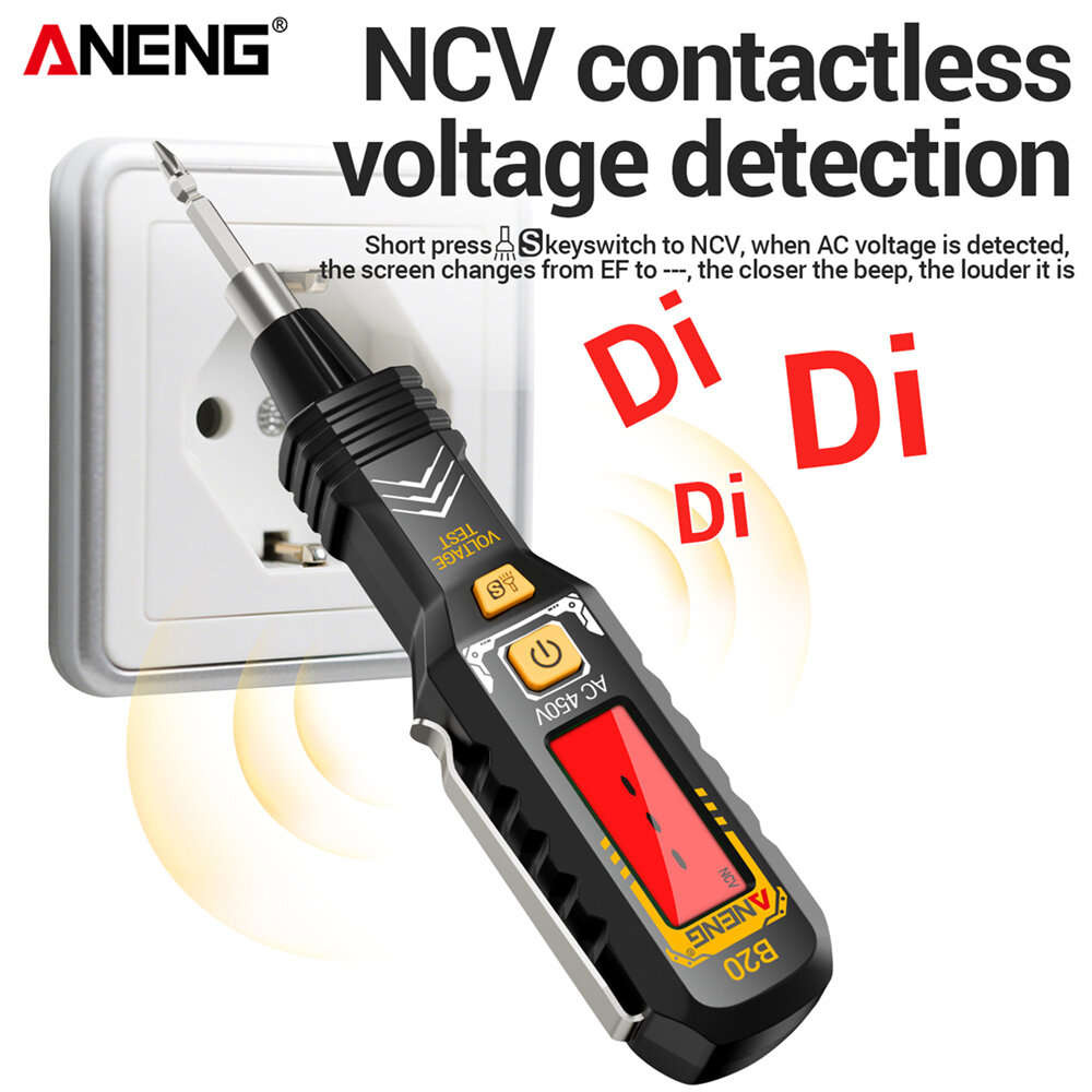 Red - ANENG B20 Smart Voltage Tester Pen Non Contact and Contact AC Voltage Detection 30-1000V Dual