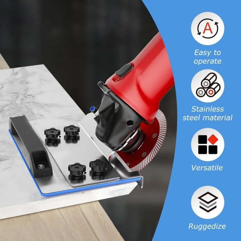 Silver - Stainless Steel Angle Grinder Stand Universal 100 Tile Cutting Tool 45 Degree Chamfering Br