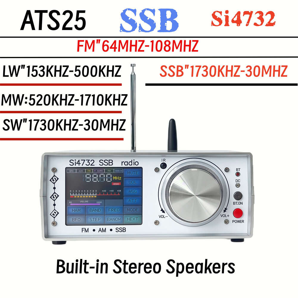 Bluetooth type - ATS-25 Full Band Radio Receiver Touch Screen Bluetooth RCA Stereo Output Rechargeab