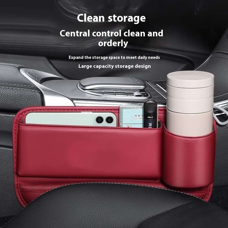 Right - Car Seat Gap Filler Organizer with Cup Holder Storage Box Pocket Universal Car Interior Deco