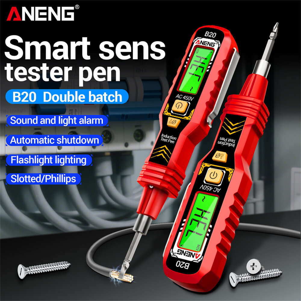 Red - ANENG B20 Smart Voltage Tester Pen Non Contact and Contact AC Voltage Detection 30-1000V Dual