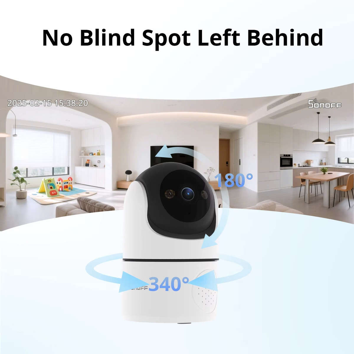 White - SONOFF CAM PT2 Smart Home Security Camera Smart Night Vision 360 Panoramic View Remote HD Mo