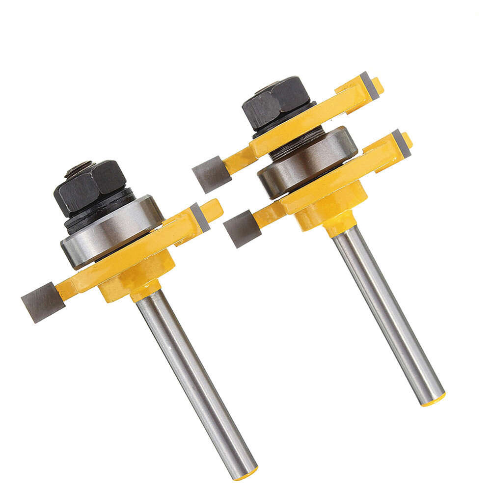Drillpro 2 pc 6mm 1/4 inch Shank high quality Joint Assembly Router Bit Set T-shape Wood Milling Cut