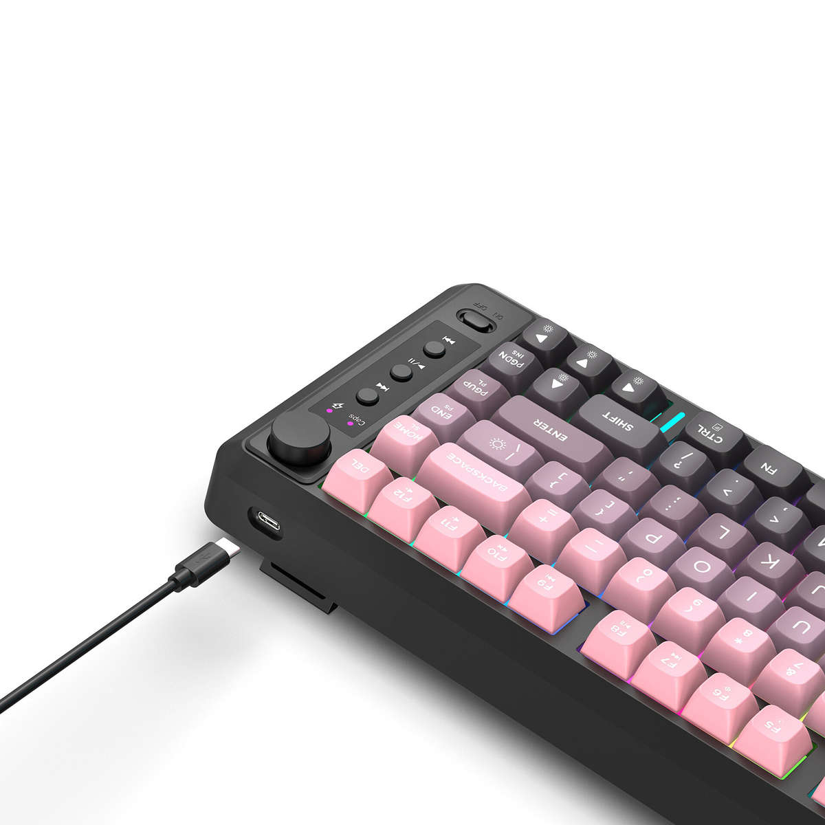 Black - HXSJ L400 Three Mode Wireless Gaming Keyboard 81 Keys Ergonomic RGB Backlight Membrane 2000m