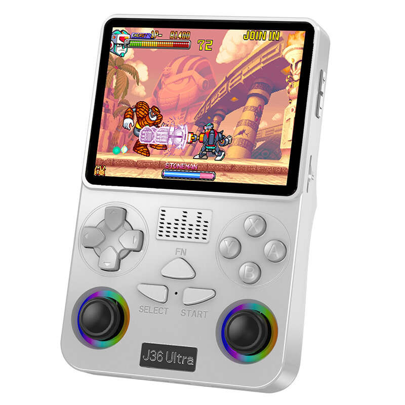 Transparent Black - [128G] J36Ultra Handheld Game Console 3.5-inch Screen with RGB Joystick 8-Core A