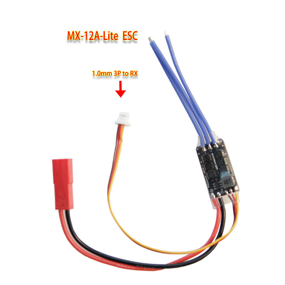 JR Plug - MX-12A-Lite Brushless ESC Support 2S-3S With BEC Speed Control 4.1g Ultra-Light For Airpla