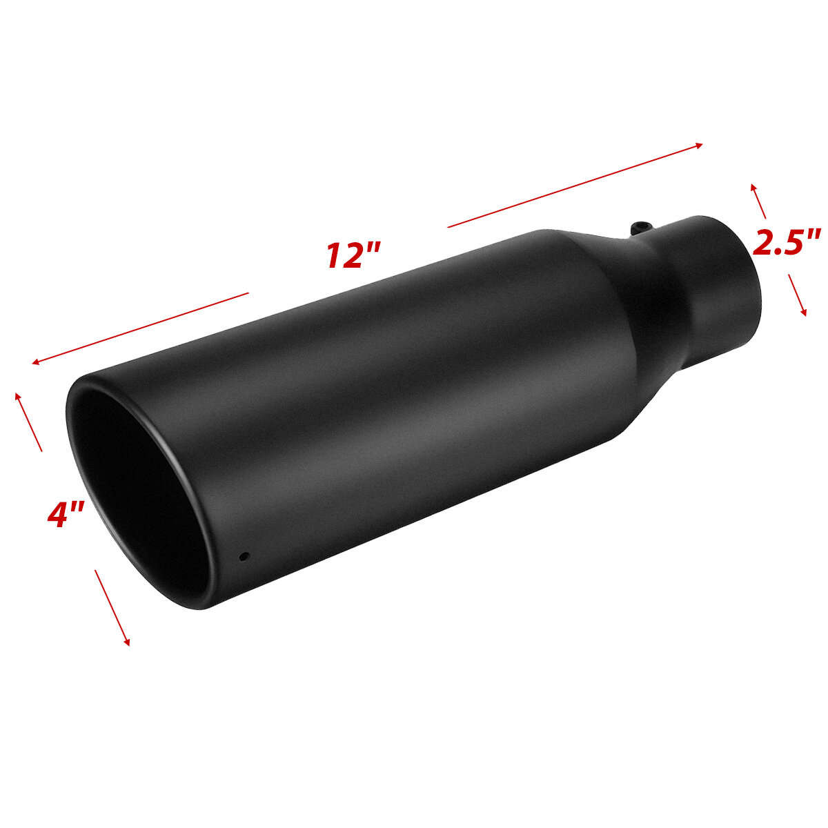 Silver - 2.5 Inch Inlet 4 Inch Outlet Exhaust Tip 12 Inch Length Anti-Corrosive High Temperature Res