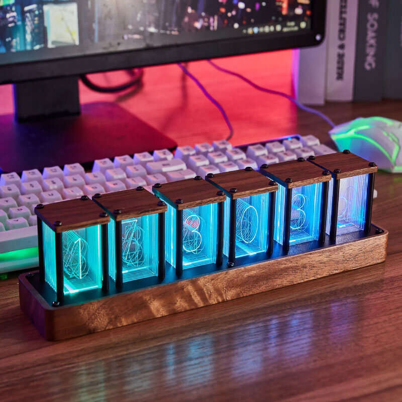 #02 - Nixie Tube Clock Vintage 16 Million RGB Electronic Table Clock Digital Led Desk Clock Home Dec