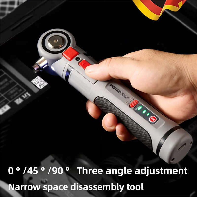 Grey - Multi Angle Electric Screwdriver 4V Lithium Battery Compact Design 3 Torque Settings LED Ligh