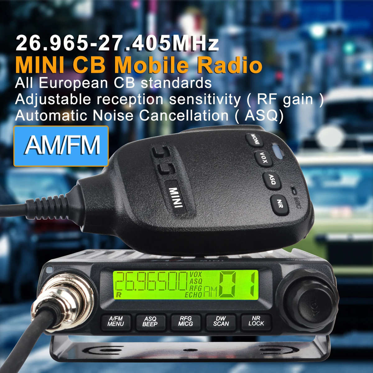 Black - TYT CB Mini Radio 27MHz Mobile Transceiver 40 Channels FM AM Modulation 4W Compact European