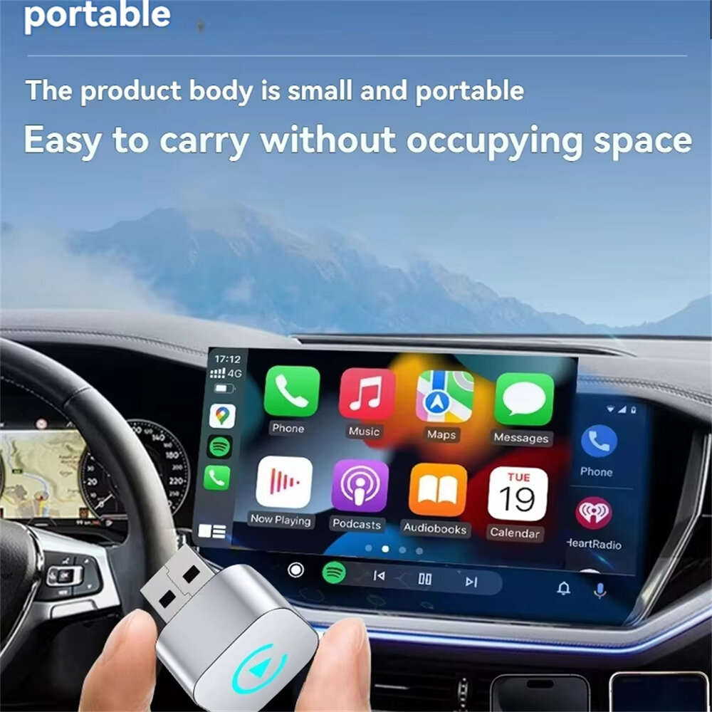 Black - LAESD Mini Wireless CarPlay Android Auto Box USB Dongle Bluetooth5.0 Plug and Play Wired to