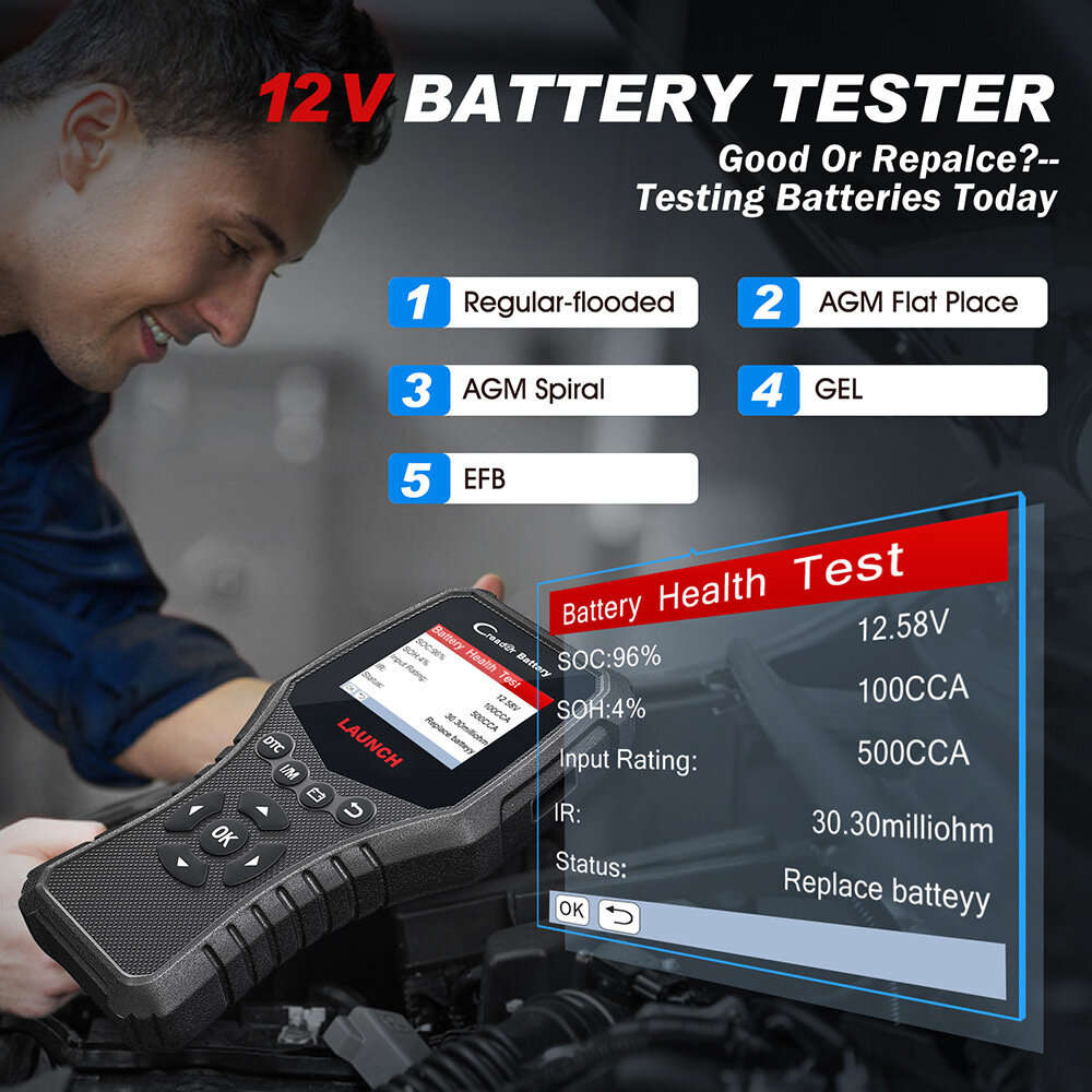 #01 - 2 in 1 LAUNCH 431 CRB3001 Battery Tester OBD2 Diagnostic Scanner Tools Free Update for Engine