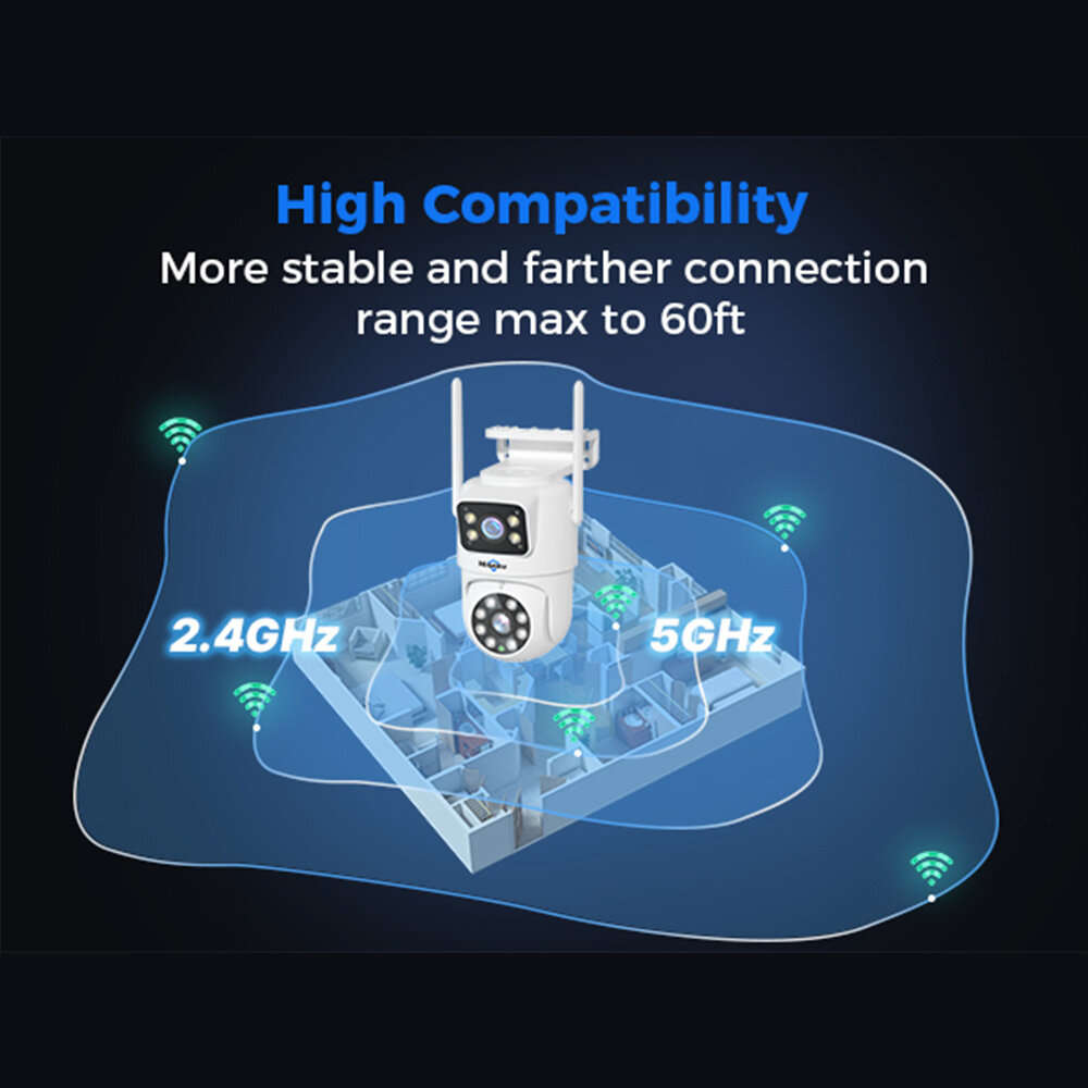Hiseeu 2 Pack 6MP WIFI IP Camera Wireless Security Camera 5G 2.4G WiFi Dual Lens PTZ Outdoor Motion