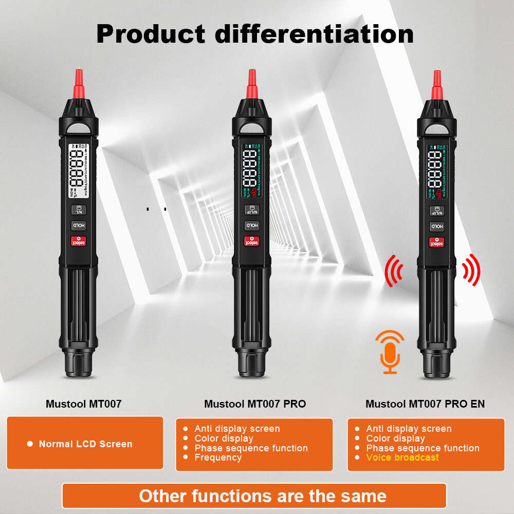 Voice Broadcast Version - MUSTOOL MT007/MT007 Pro/MT007 Pro-EN True RMS Digital Multimeter + Voltage