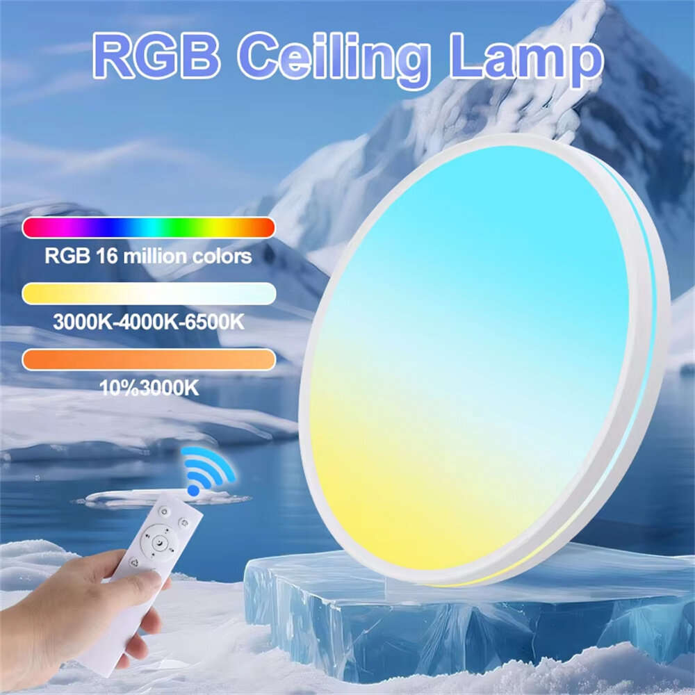 37cm - Elfeland 48W RGB Ceiling Light Remote Control with 16 Million Colors Dimmable Multiple Scene