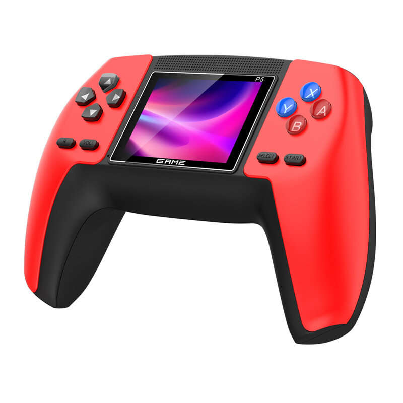 Red - P5 Dual Player Retro Gamepad Console with Display Screen Built-in 520 Games Support HD Output