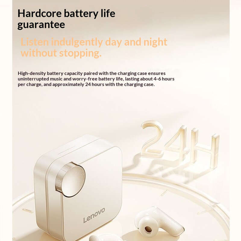 White - LENOVO EA266 TWS Earbuds Wireless bluetooth 5.4 Earphone 13mm Large Moving Coil 360 Surround