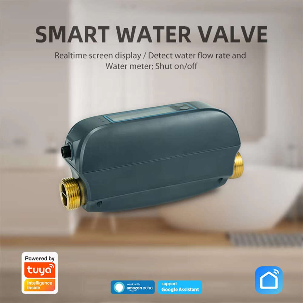 NEO DN20 Tuya Smart WiFi Water Valve Water Flow Rate and Water Meter Shut On/Off Remote Control Real