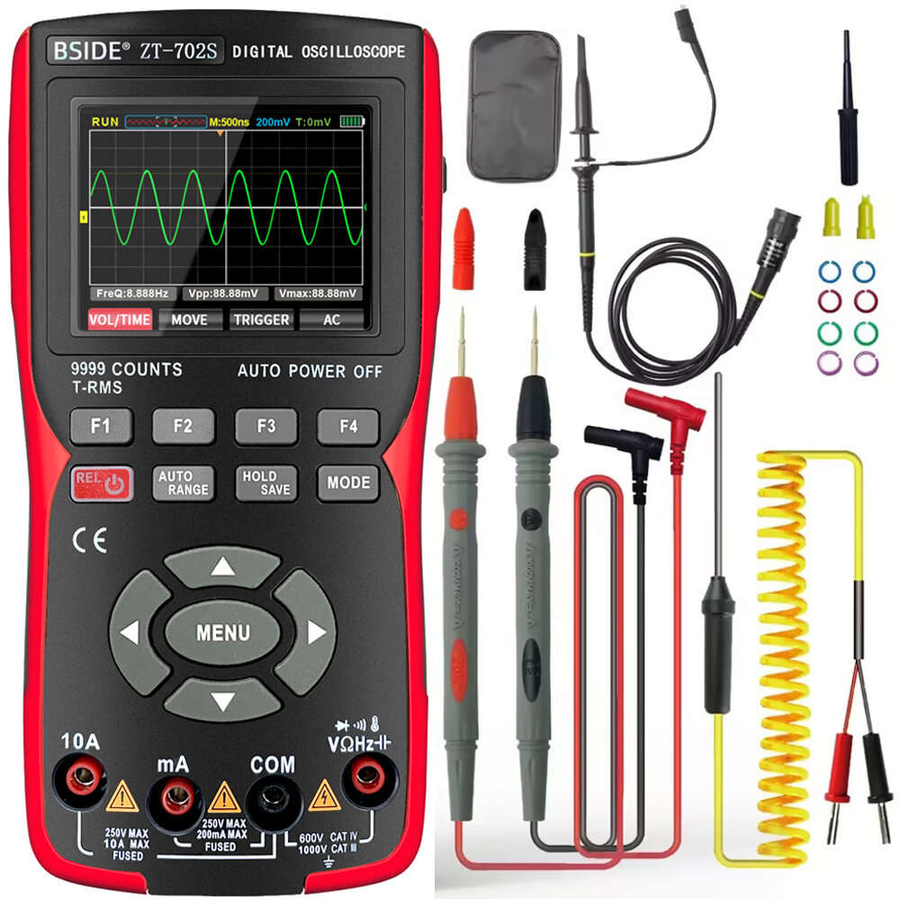 BSIDE ZT702S Digital Multimeter Auto True RMS Tranistor Probe Multimetro Meter 48M/S 10MHZ PC Wavefo