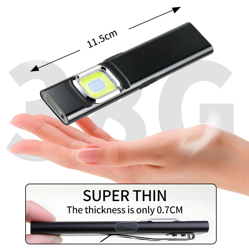 Black - Bikight X505 EDC Rechargeable Laser Flashlight UV COB Work Light Magnetic Base Type-C 450mAh