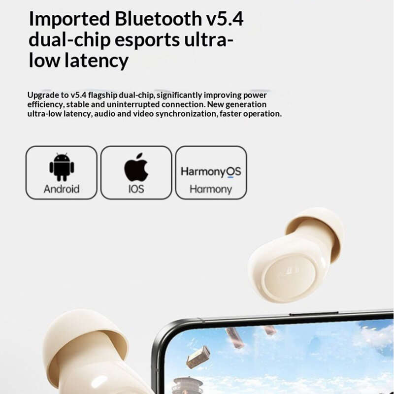 Beige - Lenovo EA289 TWS bluetooth Earbuds Wireless Earphone LED DIgital Display Low Gaming Delay To