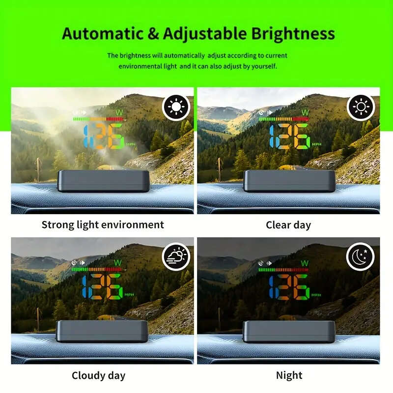 Black - Car HUD Head-up Display GPS Multi-function Speedometer HD Instrument Display Over-speed Warn