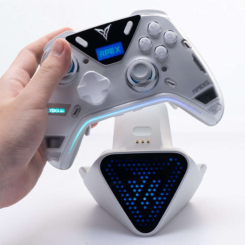 White - Flydigi Charger Dock 2 Pro with RGB Dot Matrix Screen Multiple Expansion Hub for Flydigi APE