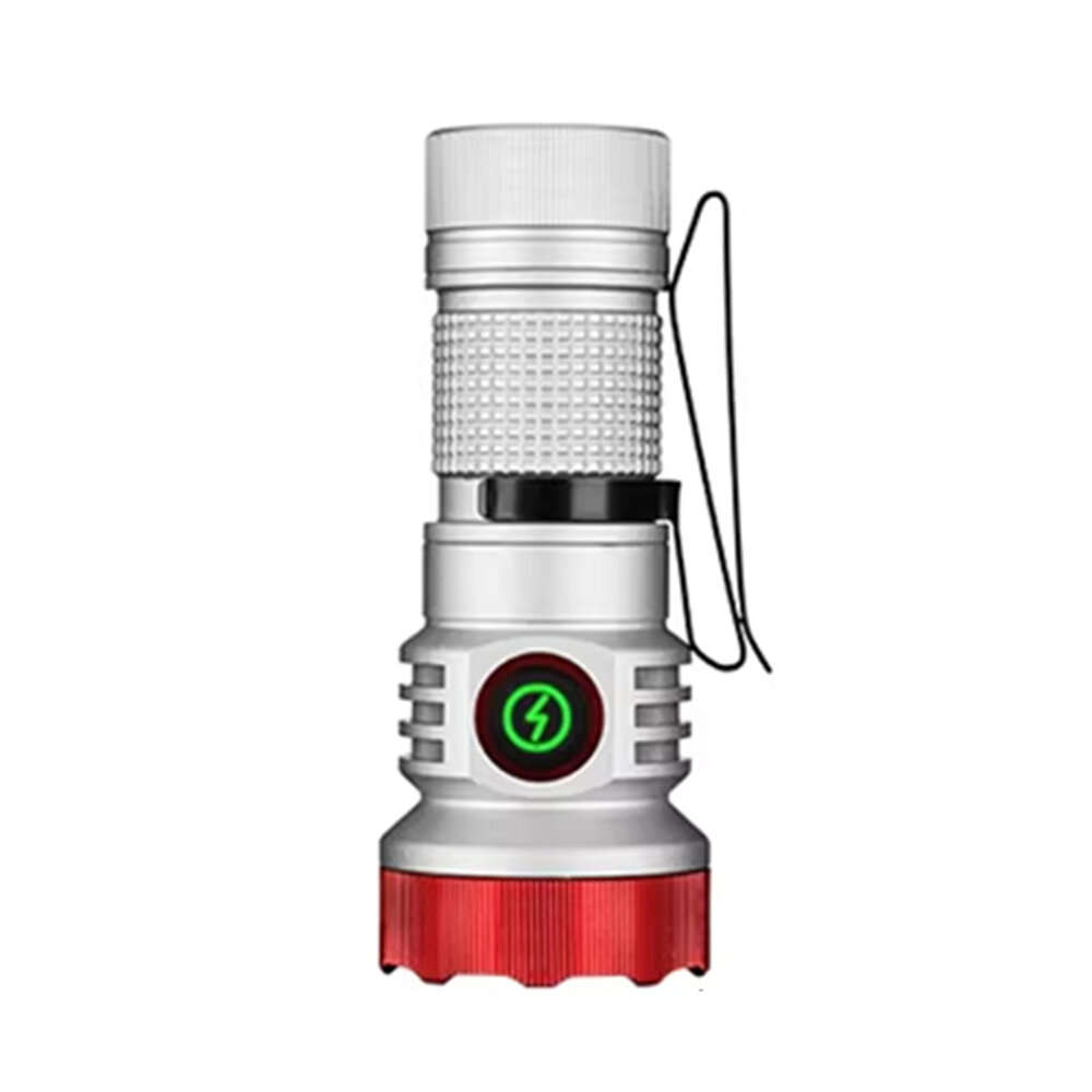 White - F473 7*XPG LED Powerful Mini Keychain Flashlight 1 Modes EDC Torch Aluminum Alloy 1Colorful