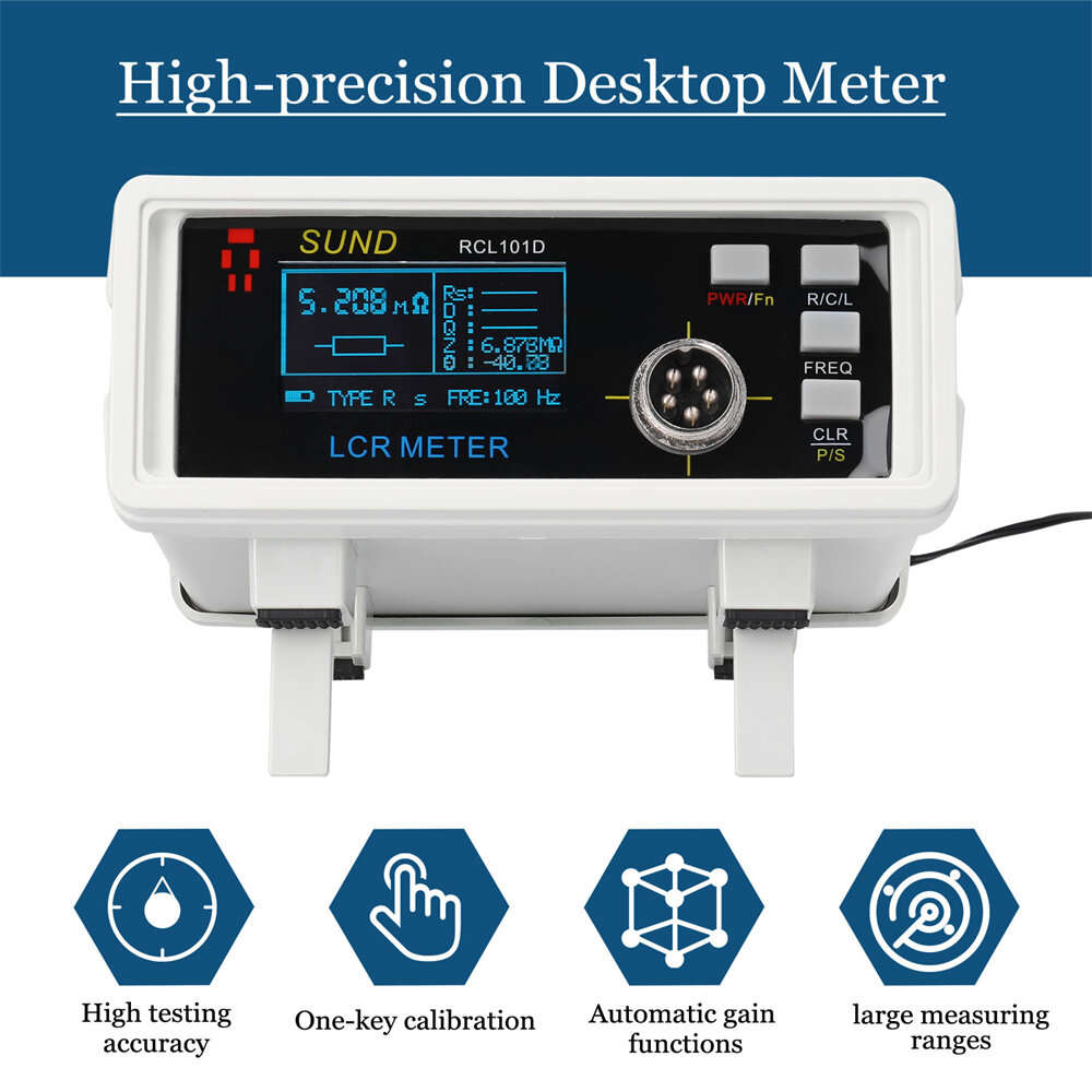 White - RCL101D Desktop Digital Bridge High Precision LCR Meter 3 in 1 Automatic Ranging Multiple Fr