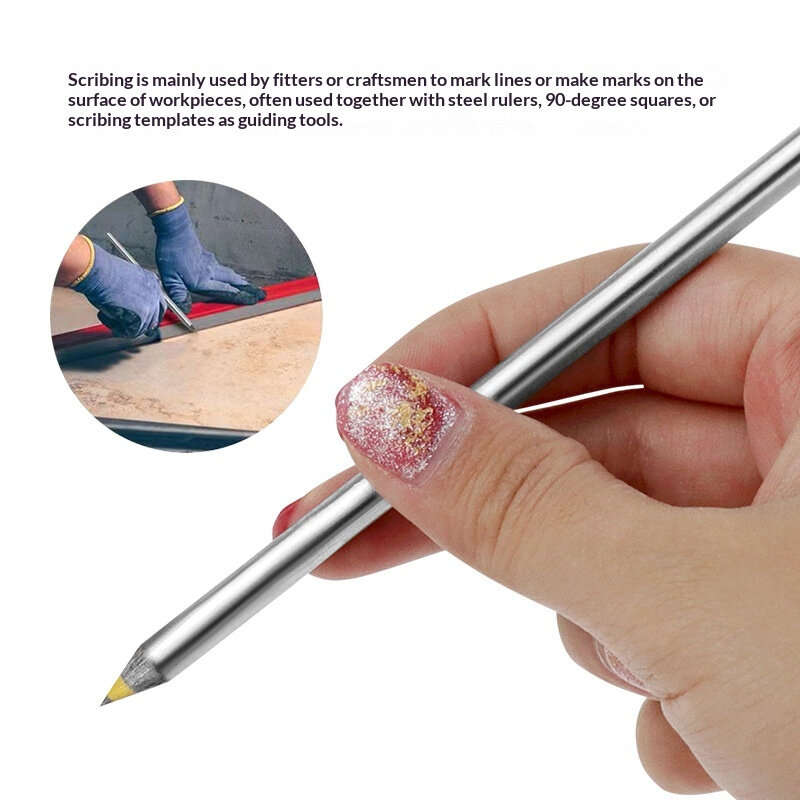 Silver - Alloy Scribing Pen High Hardness Scratch Resistant Marking Tool for Tiles Glass Metal Surfa