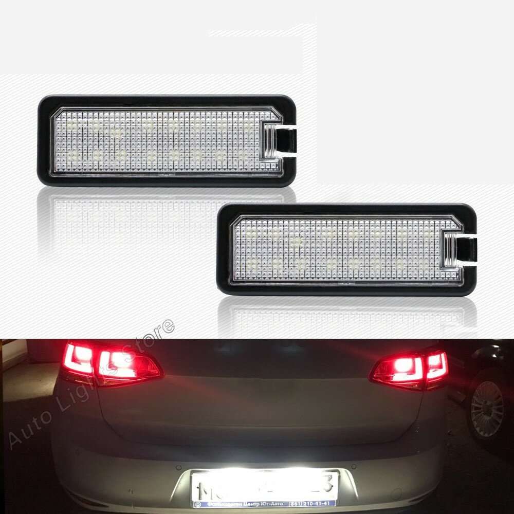 For VW GTi Golf 4 5 6 7 MK4 MK5 MK6 MK7 Passat B7 CC EOS 2PCS LED Number License Plate Lights With C