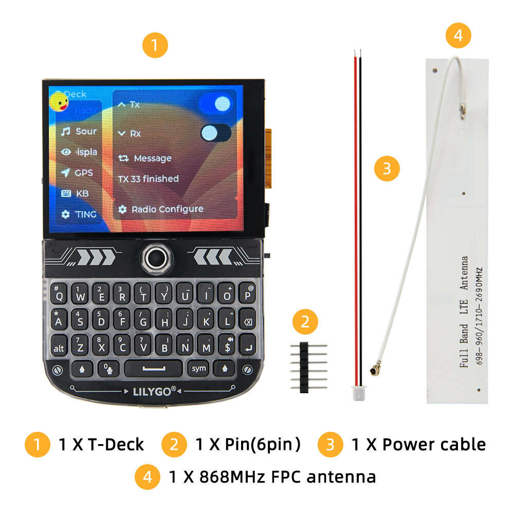 868MHZ - LILYGO T-Deck ESP32-S3 Dual Core IoT Development Board Touchscreen Wireless WiFi Bluetooth