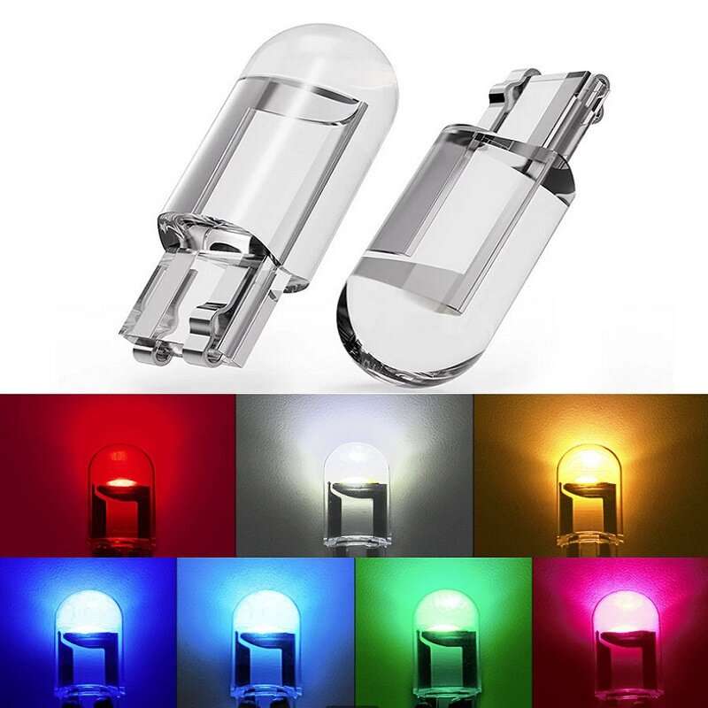 Red - 50 X T10 Car Width Light Bulbs Crystal Transparent Integrated LED Small Car Lights Cob High Br