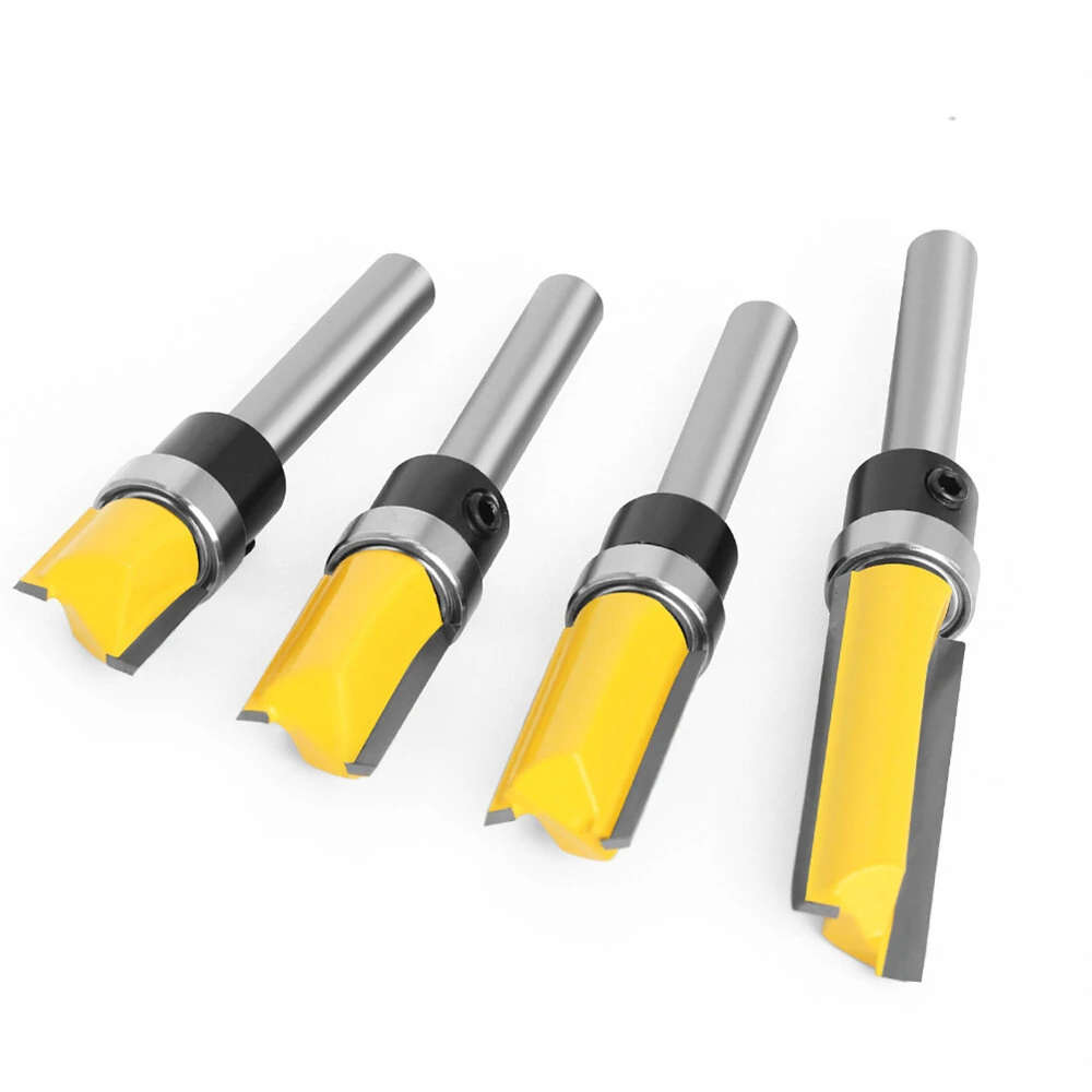 6.35mm Shank Router Bit Pattern Flush Trim Blade Bearing 1/2 Straight End Mill Slotting Milling Cut
