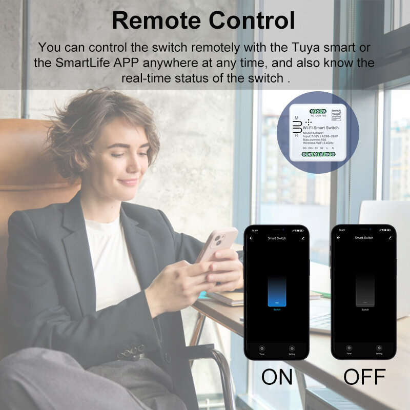 Zigbee+RF - Tuya Smart WiFi/Zigbe Switch Module 10A Dry Contact Inching Mode for Motor Mini Relay Ap