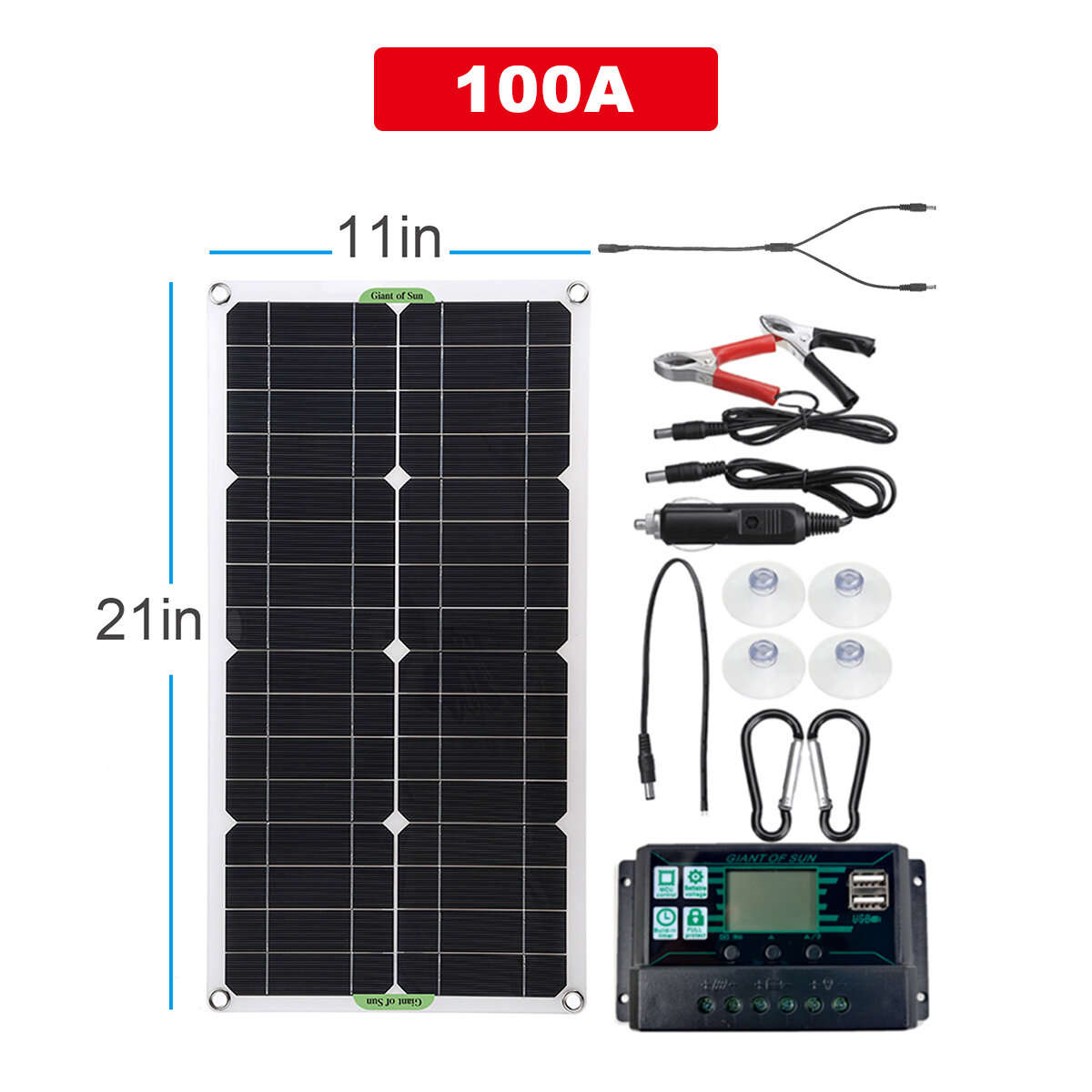 (Current 100A )250W Portable Solar Panel Kit Dual DC USB Charger Kit Single Crystal Semi-flexibl...