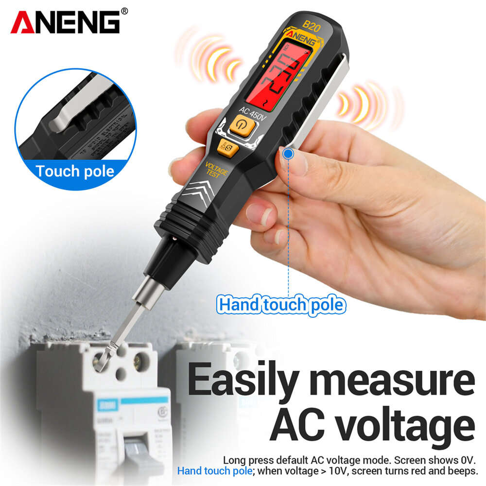 Red - ANENG B20 Smart Voltage Tester Pen Non Contact and Contact AC Voltage Detection 30-1000V Dual