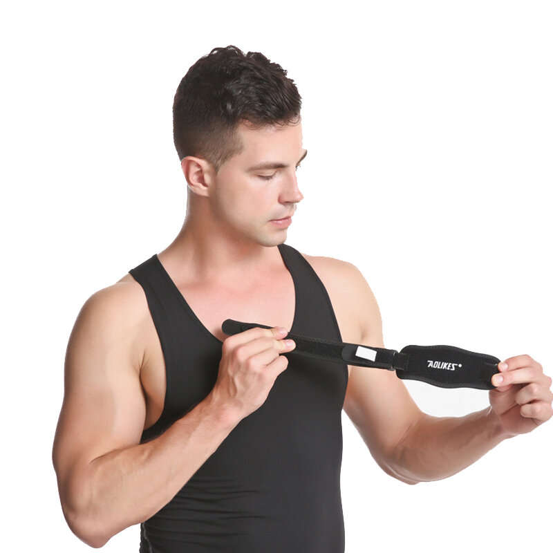 Black - AOLIKES 1PCS Adjustable Basketball Tennis Golf Elbow Support Golfer's Strap Elbow Hand Prote