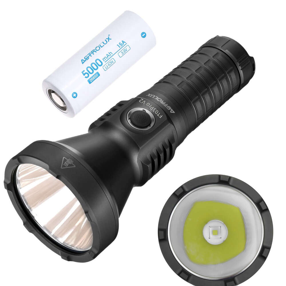 With Battery - Astrolux FT03 Pro V2 SFT90X LED 6100LM 1411M High Lumen Thrower Flashlight USB-C Rech