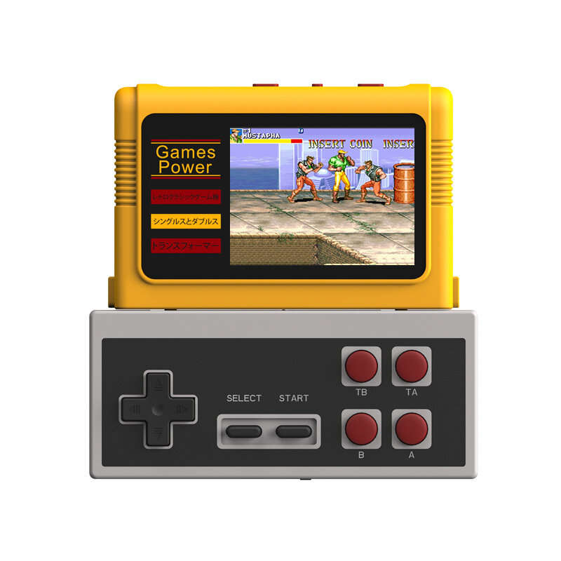 Yellow - K20 Portable Retro Game Console with Dual 2.4G Wireless Gamepad Built-in 1000+ Games 3.0inc