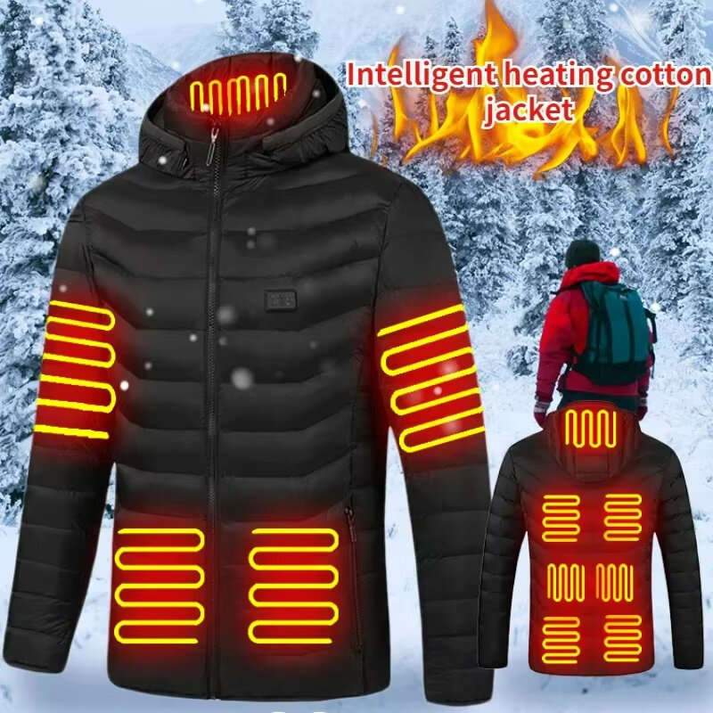 L - TENGOO HJ-11 Unisex Electric Heated Jacket - 11 Heating Areas, 3-Modes Adjustable, USB Charging,