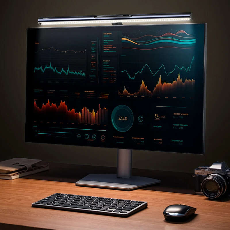 Black - Baseus Asymmetric Light Source Magnetic Monitor Light Bar Desk Lamp Stepless Touch Dimming U