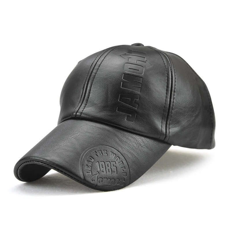 Dark Brown - Collrown Fashion Baseball Cap Outdoor Men's Adjustable PU Leather Hat Letters Embossed